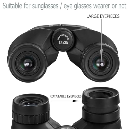 Occer 12x25 Compact Binoculars Model 888635 with 12x Magnification, Waterproof, Fully Multi-Coated, BAK-4 Prism, Adjustable Eyecups for Adults and Kids