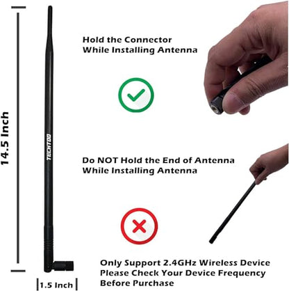 TECHTOO 9dBi Omni WiFi Antenna with RP-SMA Connector for 2.4GHz Wireless Devices