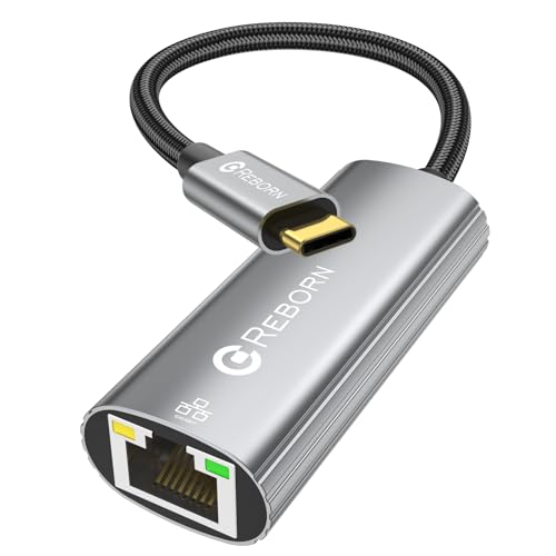 Reborn 1 Count USB C to Ethernet Adapter, 1000 Mbps, Ethernet, USB 3.0 Type C, Silver