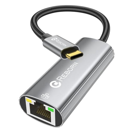 Reborn 1 Count USB C to Ethernet Adapter, 1000 Mbps, Ethernet, USB 3.0 Type C, Silver