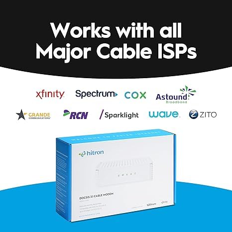 Hitron CODA Cable Modem | DOCSIS 3.1 Technology | 1 Gbps Ethernet Connectivity | 4 Ethernet Ports | White