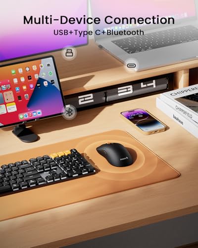 ProtoArc 2.4G Wireless Bluetooth Type C Ergonomic Mouse EM15 Optical Right-Handed Black