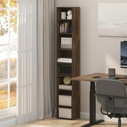 Furinno 8-Tier 24381AP Bookcase Open Shelf 9.3 x 11.8 x 70.9 Amber Pine