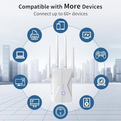 ROQRL 2026 WiFi Extender AC1200Mbps Dual-Band 5.8GHz/2.4GHz