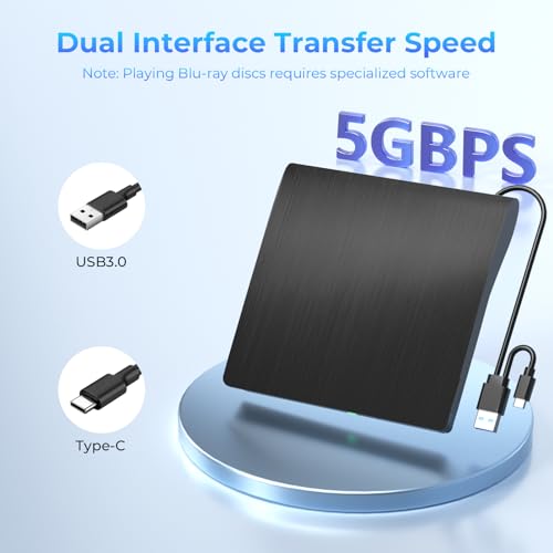 Yaeonku External Blu-ray Drive BD015 USB 3.0 Type-C Optical Storage