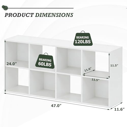 SageNest 8-Cube Storage Organizer Shelf SG-VK-SJ-8WT Freestanding White