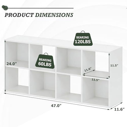 SageNest 8-Cube Storage Organizer Shelf SG-VK-SJ-8WT Freestanding White