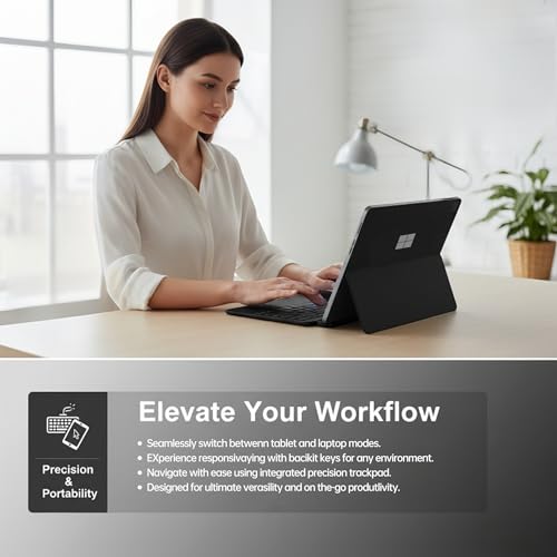 Sooguard 12-inch Surface Pro Keyboard Model: Surface Pro 12 Keyboard Bluetooth Wireless with Backlit Features