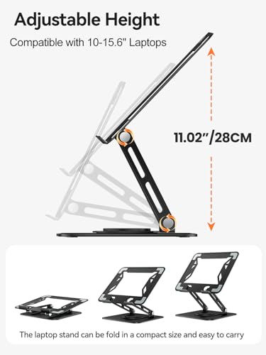 Tounee 10-15.6" Laptop Stand LS21A Black Desk Mount with 360° Rotation