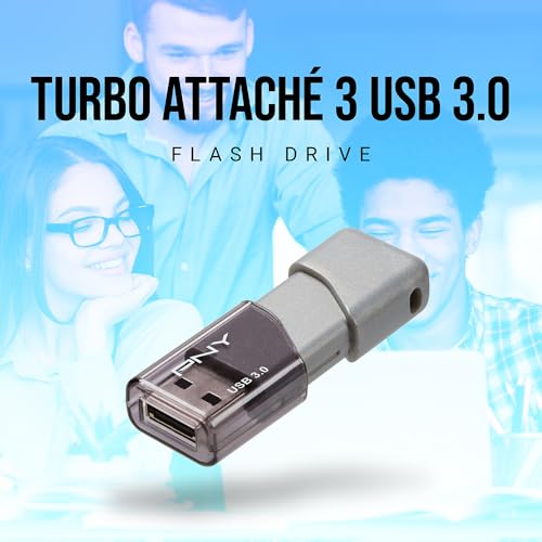 PNY 128GB Turbo Attaché 3 USB 3.0 Flash Drive – Grey, Model P-FD128X5TBOP-MP, Read Speed 100MB/s