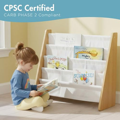 Humble Crew 1 Count WO173 Adjustable 4 Shelves Floor Mount Kids Book Rack Storage Bookshelf