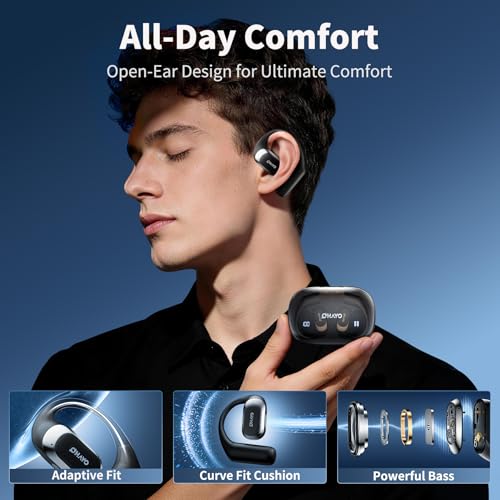 OHAYO T10 Open Ear Headphones Wireless Bluetooth 5.4 10 Hours Battery Life Dual Driver Technology
