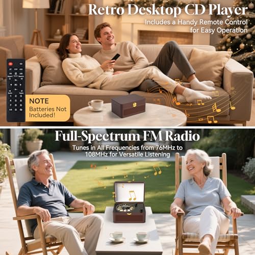 Gueray Portable CD Player G-Y02 Bluetooth Supported Formats CD-R, CD-RW, MP3, WMA Brown Retro Style
