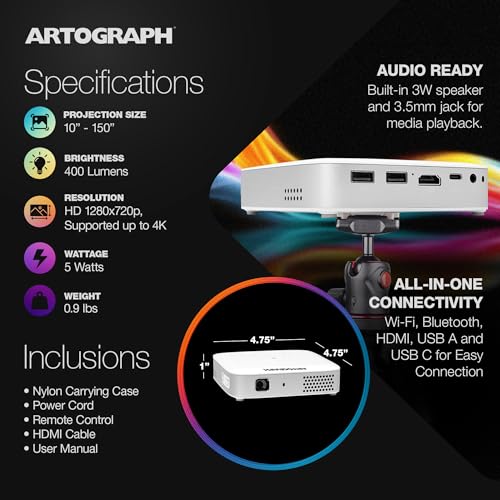 Artograph Lightweight Portable Digital Projector 1280 x 720 LED