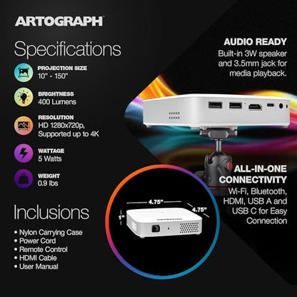 Artograph Lightweight Portable Digital Projector 1280 x 720 LED