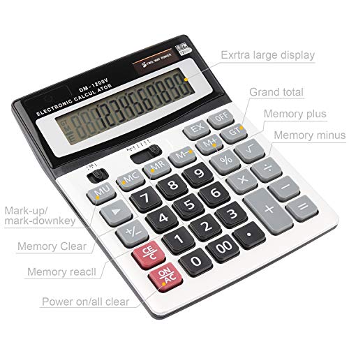 HIHUHEN 4 Inch Calculator-C LCD Display Solar Powered Financial Calculator