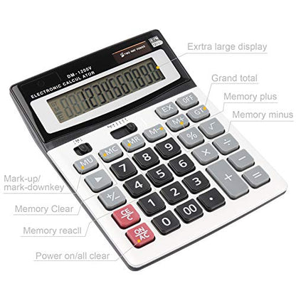 HIHUHEN 4 Inch Calculator-C LCD Display Solar Powered Financial Calculator