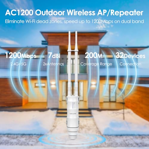 WAVLINK AC1200 WN570HA2 1200Mbps Dual-Band Outdoor Wi-Fi Access Point with RJ45 Connector