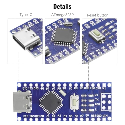 AYWHP 3PCS Nano V3.0 Board 32KB Storage 16MHz Speed USB Connectivity Compatible Windows Mac Linux