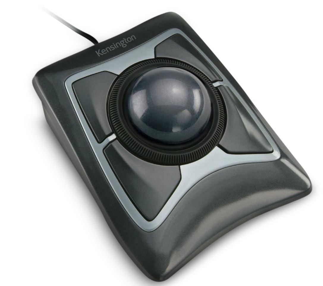 Kensington 55mm K64325 Optical Trackball Mouse, USB Connectivity, Black Silver, Ambidextrous