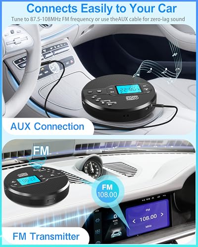 Sunoony Portable CD Player CD-35H Rechargeable Bluetooth AUX Lightweight 2-Channel CD Player