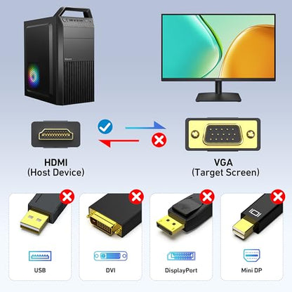BENFEI 6 Feet HDMI to VGA Cable Model 000181black Resolution 1920x1080 Refresh Rate 60Hz