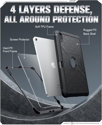 MoKo iPad Case for 11th Generation 2025 (Model: A3354/A3355/A3356) & 10th Generation 2022 (Model: A2696/A2757/A2777) Heavy Duty Shockproof Cover with Screen Protector
