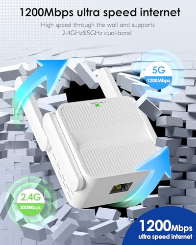 GEYILO WiFi Extender AX1500 1200 Mbps Dual-Band 2.4 GHz & 5.8 GHz 15888 Sq. Ft. Signal Booster