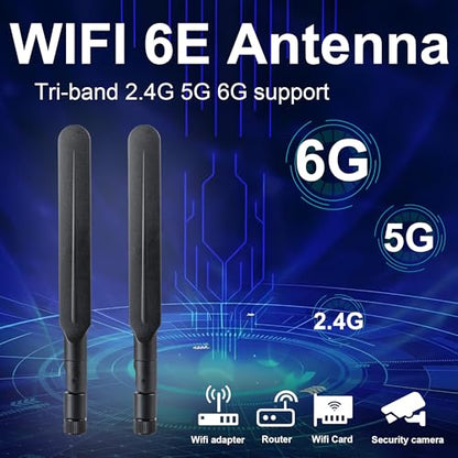 eifagur 2-Pack 9dBi WLAN Antenna 2.4GHz/5GHz/6GHz 50 Ohm RP-SMA