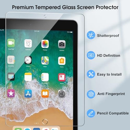 Qularlans 2 Pack Tempered Glass Screen Protector for iPad 6th/5th Generation 9.7-Inch (Model A1822/A1823/A1893/A1954)