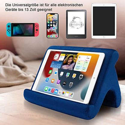 SAMHOUSING Pillow Tablet Holder 1 Count Suede Bed Mount Navy