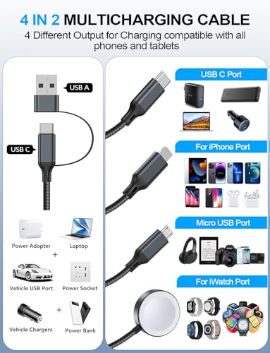 hitfine 1.5M C-L 03 USB Type A & USB Type C Multi Charging Cable