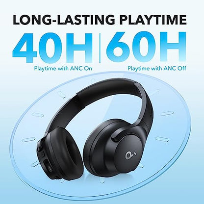 Soundcore A3004 Q20i Over-Ear Bluetooth Headphones, Active Noise Cancelling, 40mW, 20Hz-20kHz Frequency Response, Lightweight Design, Wireless Connectivity, Black