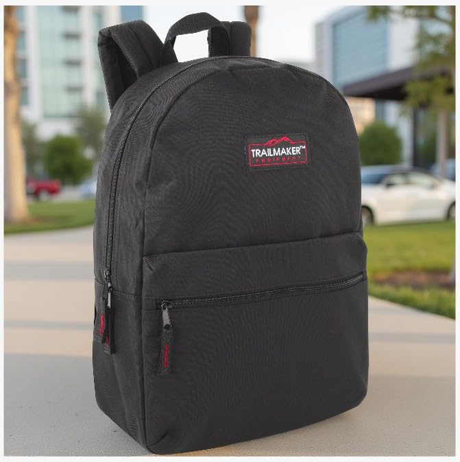 Trail Maker 4041 Black Daypack Backpack for Kids - 17" Size - Adjustable Padded Straps - 20 Liters