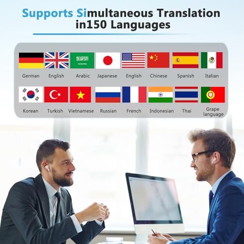 kasioo Language Translator Earbuds V19 Bluetooth 5.4 Built-In Media 150 Languages