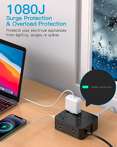 HANYCONY 8-Outlet 4-USB Power Strip Model HN8U5WC2