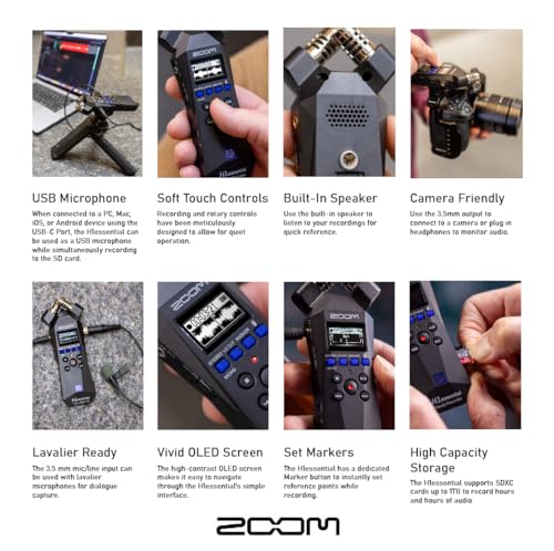 Zoom 1 TB ZH1E Bundle Mono 1/4-inch Audio Smartphone Recording Device