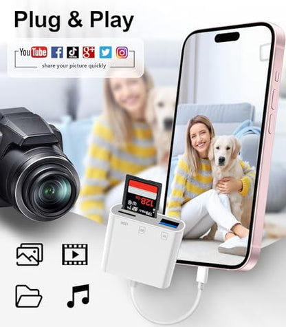 Denlane USB Type C SD Card Reader Dual Slot High Speed Transfer