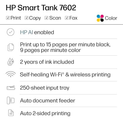 HP Smart Tank 7602 4800x1200 DPI Inkjet Printer Model 28B98A