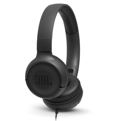 JBL TUNE 500 On-Ear Headphone Model JBLT500BLKAM Black Wired with 3.5mm Jack