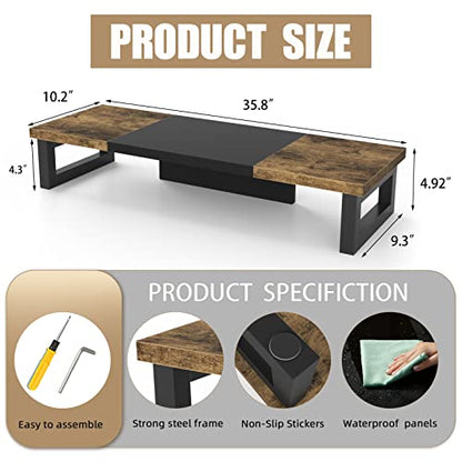 WESTREE 1 Count Computer Monitor Stand Riser Alloy Steel Polished Rustic Brown