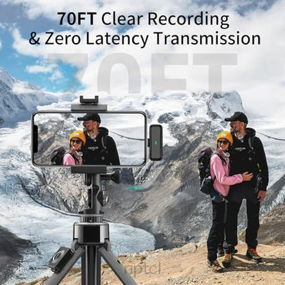 NPTCL Wireless Lavalier Microphone K1 for USB Type-C Smartphones - Omnidirectional, 70 Decibels, Dual Channel, 24-Hour Battery