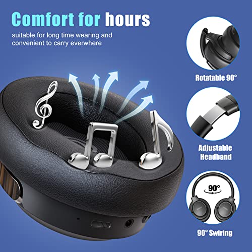 BERIBES Over Ear Bluetooth Headphones WH202A 65H Playtime 6 Music Modes Wireless Headset