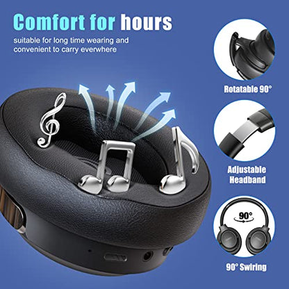 BERIBES Over Ear Bluetooth Headphones WH202A 65H Playtime 6 Music Modes Wireless Headset