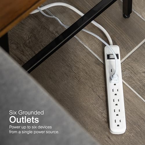 GE 6-Outlet Surge Protector Power Strip, 450 Joules, 125 Volts, 15 Amps, Model 33656