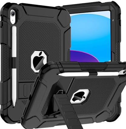 BMOUO iPad Case 10.9 Inch A2696/A2757/A2777/A3355/A3356 Heavy Duty Shockproof Enclosure