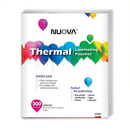 Nuova 9" x 11.5" LP200H Thermal Laminating Pouches, 3 mil, 200 Pack