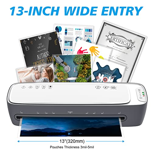 Qfun 13-Inch Thermal Laminator 2-Roller System Portable A3 A4 A5 A6