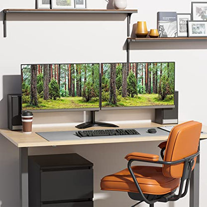 WALI 27 Inch Dual Monitor Stand MF002 Multi-Angle Adjustable Free Standing Black Computer Monitor Stand