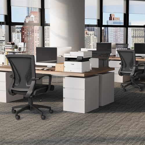 Furmax Mid Back Swivel Office Chair OCNC7510 Ergonomic Mesh Desk Chair with Armrests (Black)